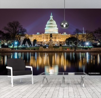 Bild på Capitol Building at Night in District of Columbia with Reflection